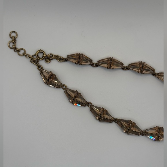 Vintage J. Crew Crystal Necklace Blush Champagne Gold Tone Choker Necklace - Picture 3 of 5
